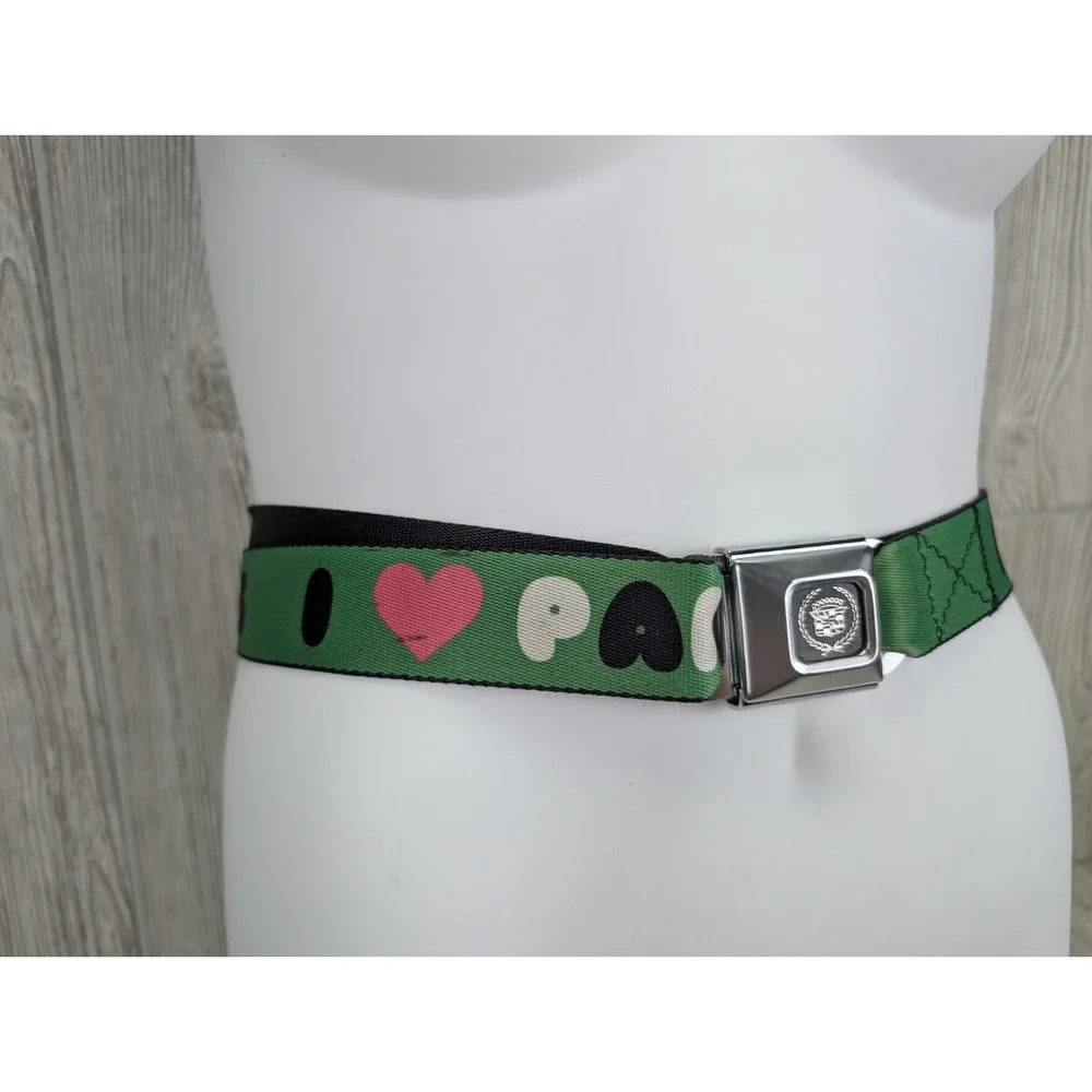 Cadillac Seatbelt Belt by Buckle Down I Love Pandas Vintage USA Y2K 90s Grunge